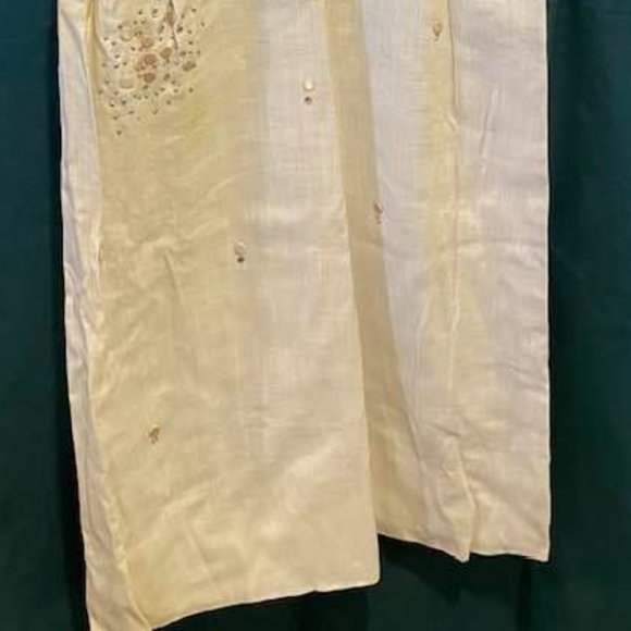 LAST CALL!! Vintage Cream w/Pink Linen Cocktail Dress, S - Picture 2 of 3